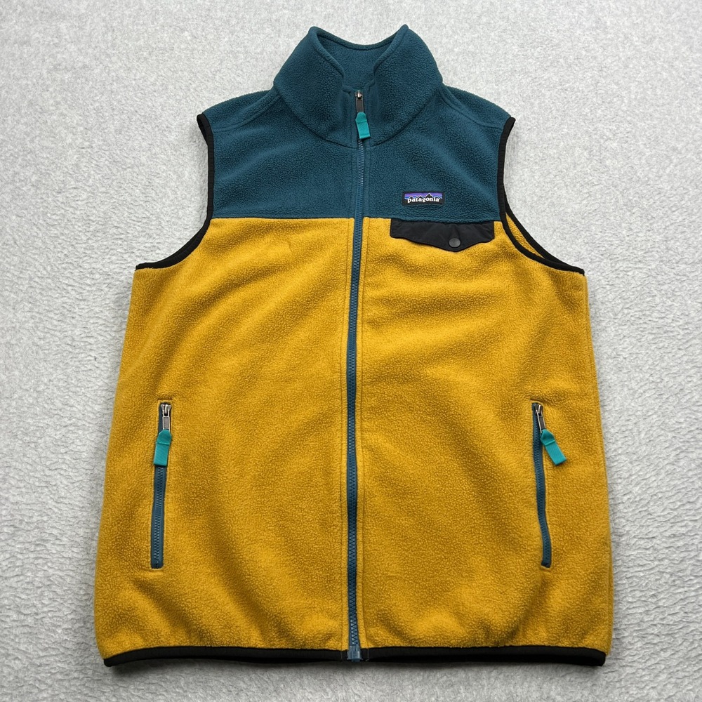 Patagonia Lightweight Synchilla Snap-T Vest Mens Medium Yellow Colorblock 25500
